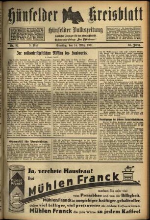 Dritte Ausgabe vom Samstag, den 14. März 1931.