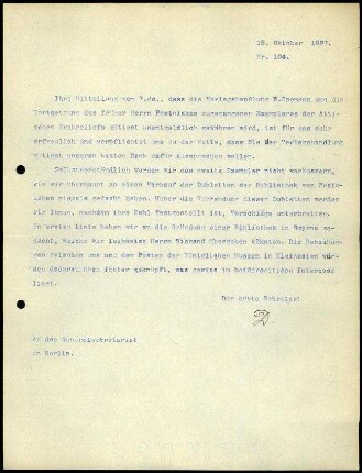 Bericht des ersten Sekretars an das General-Sekretariat