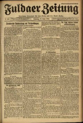 Erste Ausgabe vom Sonntag, den 23. September 1923.
