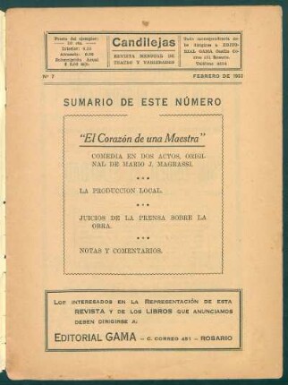 Sumario de este número