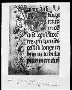 Psalterium — Initiale E (xurge), darin eine Verkündigung