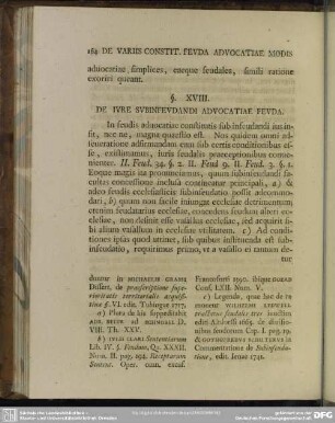 § XVIII. De Iure Subifeudandi Advocatiae Feuda
