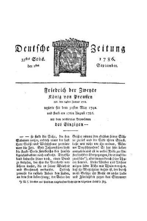 Friedrich der Zweyte : König von Preußen ; geb. den 24sten Januar 1712