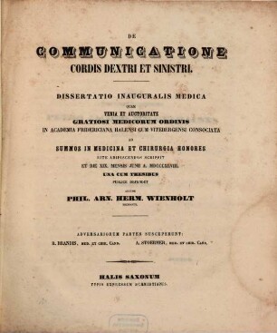 De communicatione cordis dextri et sinistri