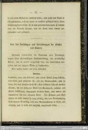 Von den Vorhängen und Bekleidungen der Fenster und Thüren