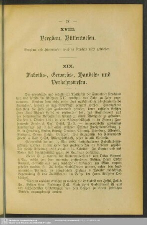 XIX. Fabriks-, Gewerbs-, Handels- und Verkehrswesen