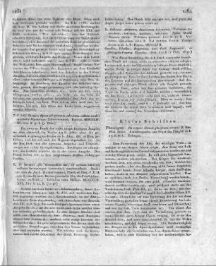 [Sammelrezension:] 1) Collectio Auctorum classicorum Latinorum, Volumen secundum, tertium, quartum, quiutum. Publii Ovidii Nasonis Opera. Volumen primum. 510 S. kl. 8. Volumen secundum. 662 S. Vol. tertium. 612 S. Vindobouae typis J. V. Degen. MDCCCIII. --- 2) Catullus, Tibullus, Propertius, cum Galli fragmentis, et Pervigilio Veneris. Ebendas. 1804. 470 S.