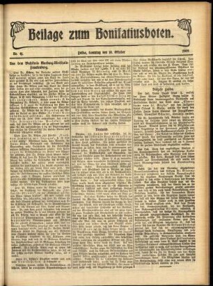 Zweite Ausgabe vom Sonntag, den 10. Oktober 1909.