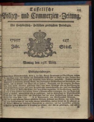 12tes Stueck, Montag den 23ten Maerz 1795
