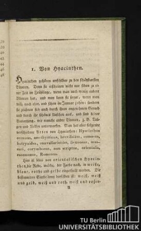 1. Von den Hyacinthen.