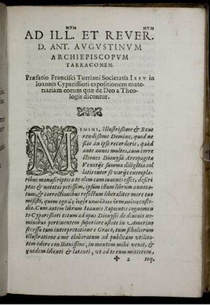 Praefatio Francisci Tutriani Societatis [...]