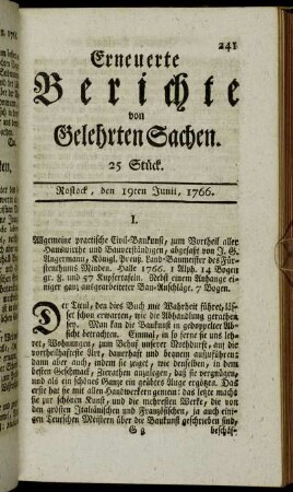 25 Stück. Rostock, den 19ten Junii, 1766