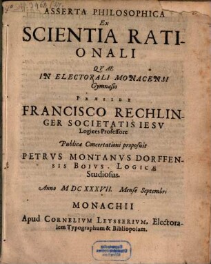 Asserta philosophica ex scientia rationali