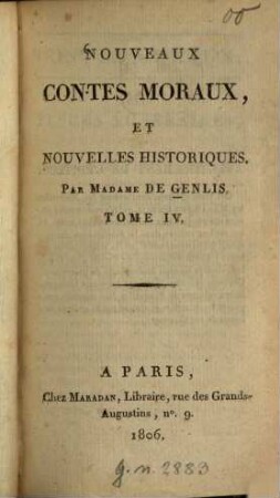 Nouveaux Contes Moraux, Et Nouvelles Historiques, 4