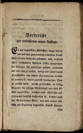 Vorbericht zur verbesserten neuen Auflage.