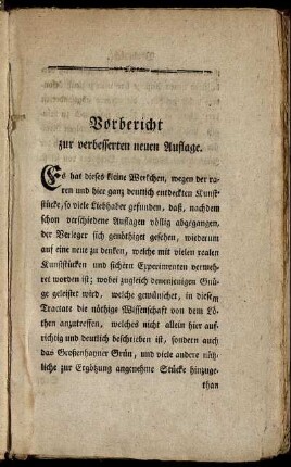 Vorbericht zur verbesserten neuen Auflage.