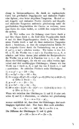 Die Plücker'schen Gleichungen und Cayley's Ausdrucksform derselben.