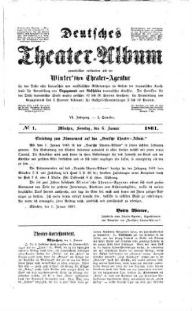 Deutsches Theater-Album : Organ für dramatische u. bildende Kunst, Musik, Literatur etc. 6, 6. 1861