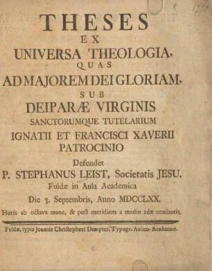 Theses ex universa theologia