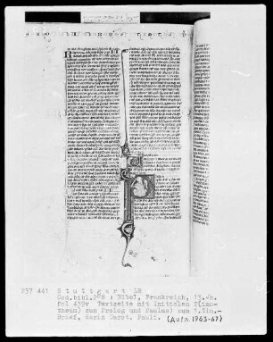 Bibel — Initiale P (aulus apostolus), darin Apostel Paulus, Folio 439verso