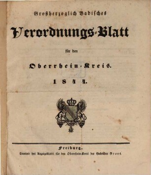 Großherzoglich badisches Verordnungsblatt für den Oberrhein-Kreis. 1844