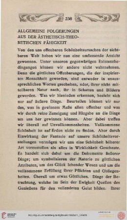 Allgemeine Folgerungen aus der ästhetisch-theoretischen Fähigkeit