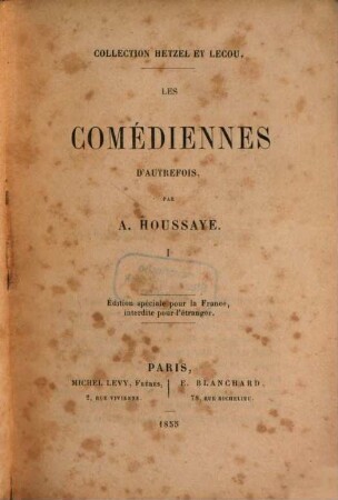 Les comédiennes d'autrefois, 1