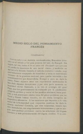 Medio siglo del pensamiento francés - (Continuación)