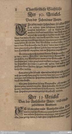 Der 10. Artickel. Von der Zehendner Ampt.