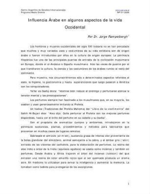 Influencia Árabe en algunos aspectos de la vida Occidental