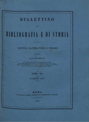 Tomo XII. Novembre 1879.