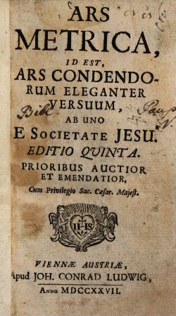 Ars metrica, id est ars condendorum eleganter versuum