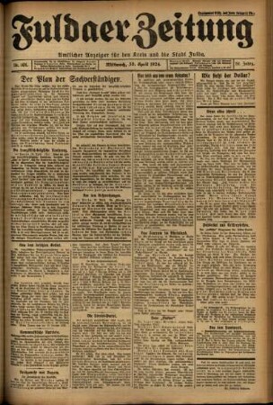 Erste Ausgabe vom Mittwoch, den 30. April 1924.