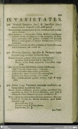 IX. Varietates