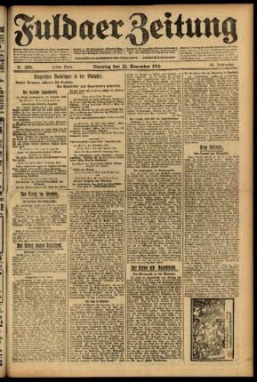 Erste Ausgabe vom Dienstag, den 21. November 1916.