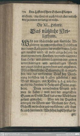 Die XL. Historie. Das nützliche Heiligthum