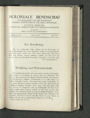 Weltkrieg und Weltwirtschaft.