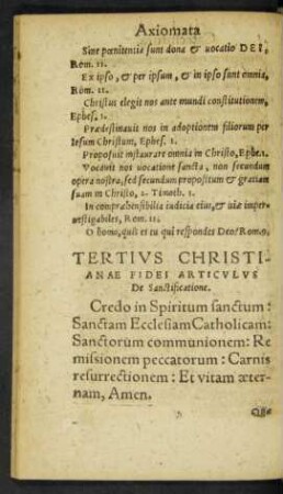 Tertius Christianae Fidei Articulus De Sanctificatione.