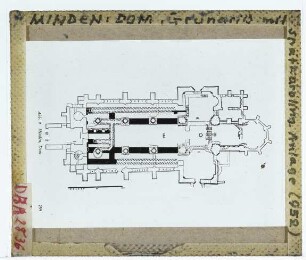Minden, Dom : Grundriss, mit Einblendung des Vorgängerbaus.