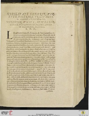 Nobilitate Generis, Virtute, Doctrina, Praestanti, D. Ioanni a Koetteritz