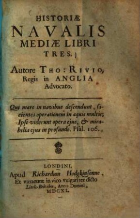 Historiae Navalis Mediae Libri Tres