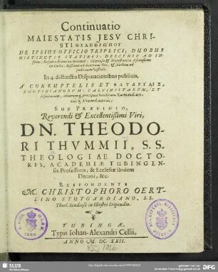 Continuatio Maiestatis Jesv Christi Theanthrōpu