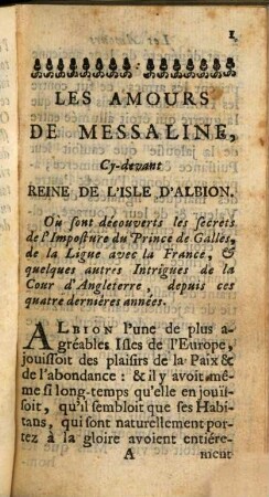 Les amours de Messaline, cy-devant Reine de l'isle d'Albion