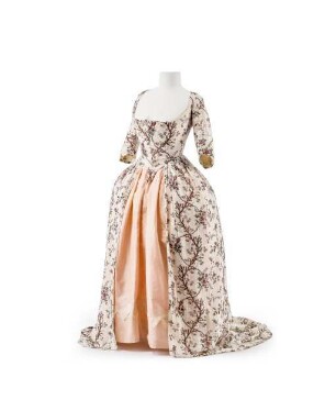 Robe à l'anglaise mit bedrucktem Überkleid