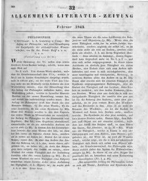 [Sammelrezension zweier philosophischer Werke von J. F. Reiff] (Fortsetzung von Nr. 31) Rezensiert werden: 1. Reiff, J. F.: Der Anfang der Philosophie mit einer Grundlegung der Encyclopädie der philosophischen Wissenschaften. Stuttgart: Liesching 1840 2. Reiff, J. F.: Das System der Willensbestimmungen oder die Grundwissenschaft der Philosophie. Tübingen: Fues 1842