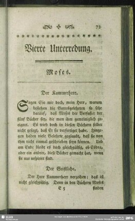 Vierte Unterredung. Moses