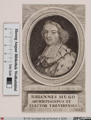 Bildnis Johann Hugo (Frhr. von Orsbeck), 1676-1711 Kurfürst u. Erzbischof von Trier