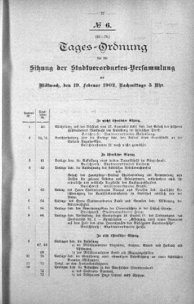 Tages-Ordnung, 19. Februar 1902