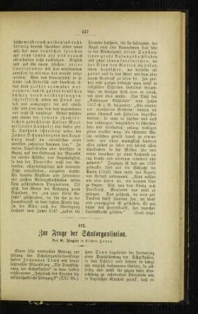 Zur Frage der Schulorganisation