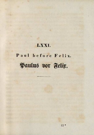 LXXI. Paul before Felix. Paulus vor Felix